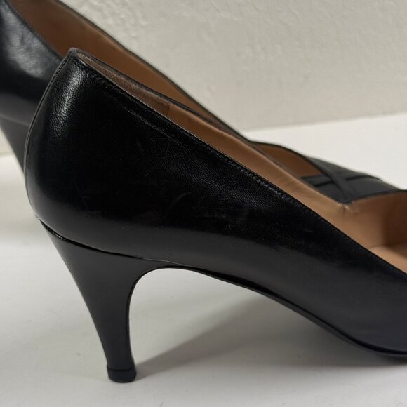 Vintage Bruno Magli Pumps Pointed Toe Black Leather Heels Made in Italy 8.5B - Picture 4 of 14